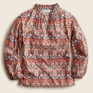 J. Crew Scalloped Tie-Neck Top in Liberty May Noveau Large